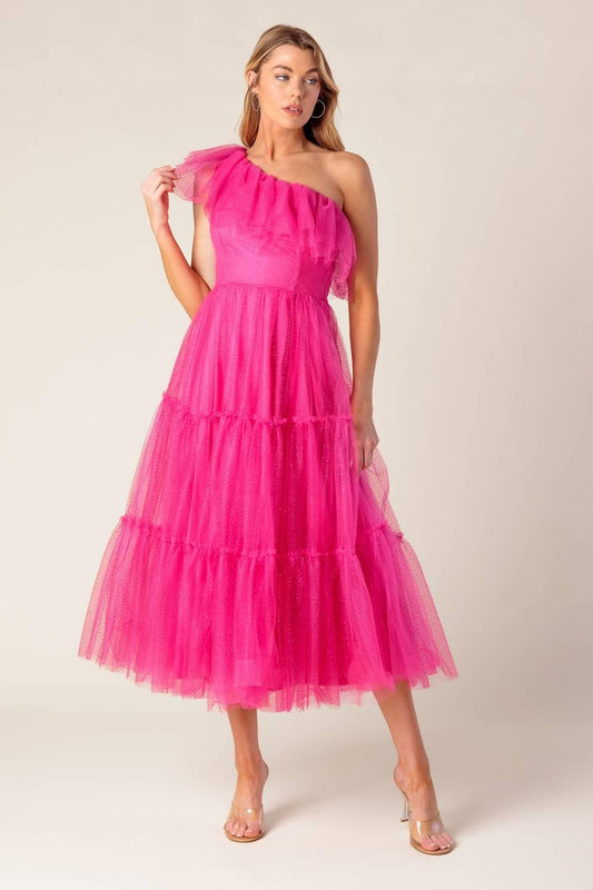 Some Fresh Air Fuchsia Tulle Midi Dress