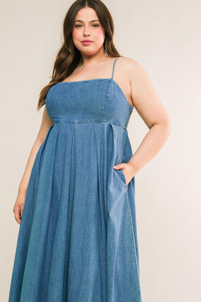 Captivating Heart Denim Midi Dress