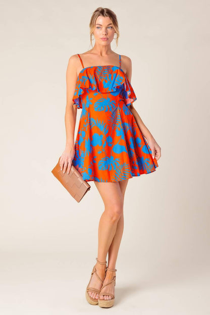 Stopping Time Orange Woven Mini Dress
