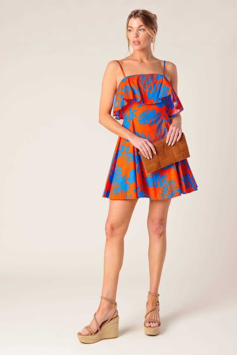Stopping Time Orange Woven Mini Dress