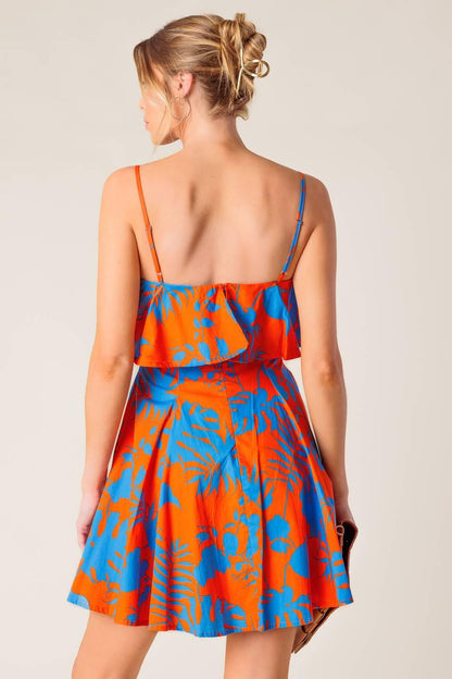 Stopping Time Orange Woven Mini Dress