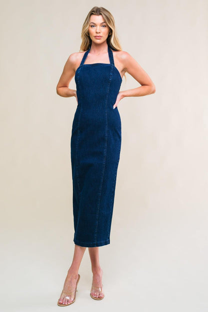 So Quintessential Denim Midi Dress