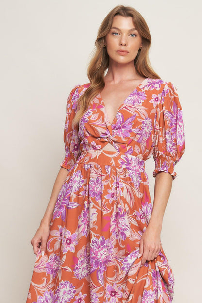 Meadow Serenade Woven Midi Dress