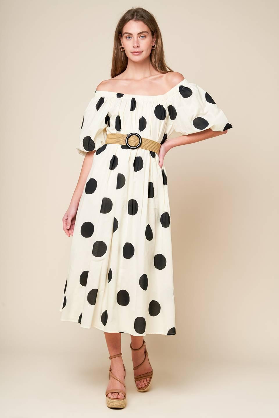 Hummingbird's Haven Off White Woven Midi Dress