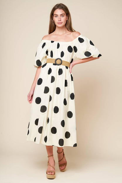 Hummingbird's Haven Off White Woven Midi Dress
