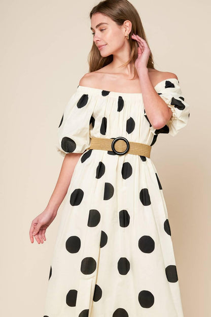 Hummingbird's Haven Off White Woven Midi Dress