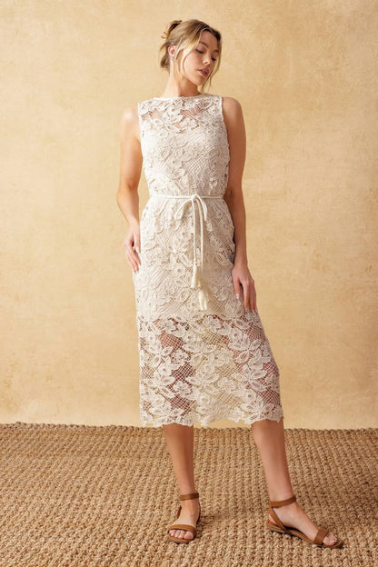 Timeless Treasures Lace Woven Midi Dress