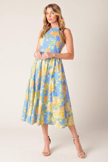 Like Magic Powder Blue Woven Midi Dress