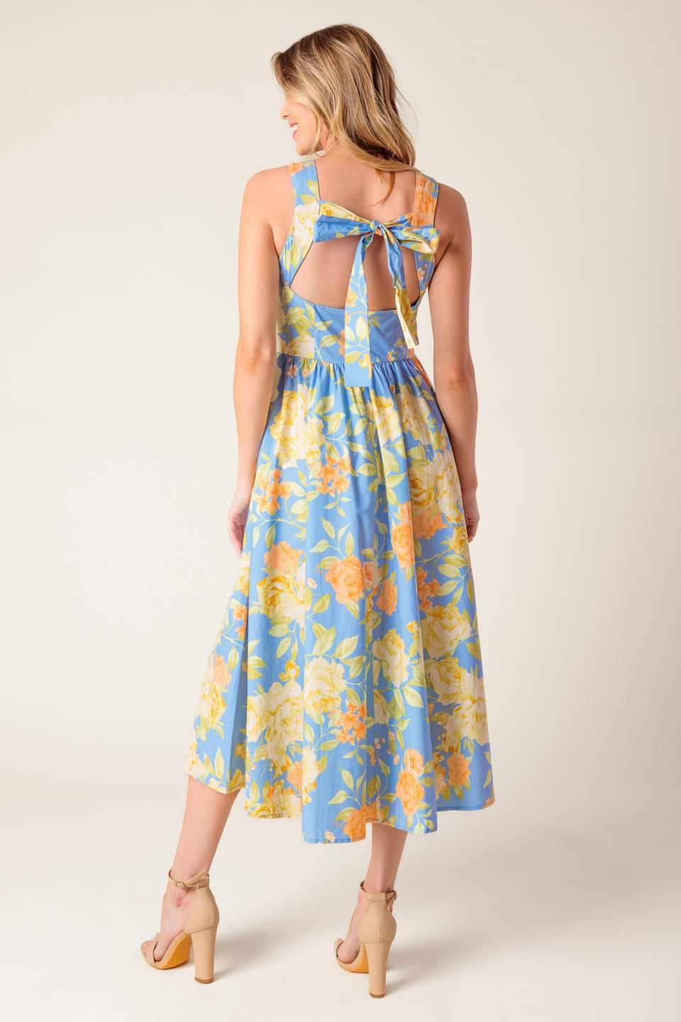 Like Magic Powder Blue Woven Midi Dress