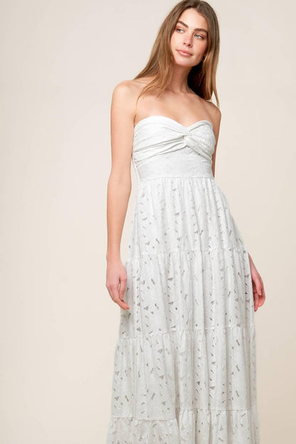 Wishing Well White Woven Lace Maxi Dress