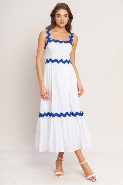 Santorini Waves Woven Midi Dress