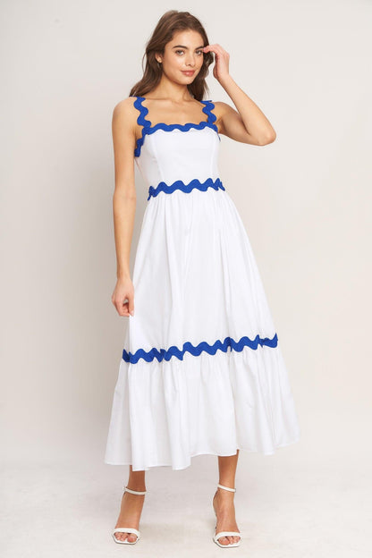 Santorini Waves Woven Midi Dress