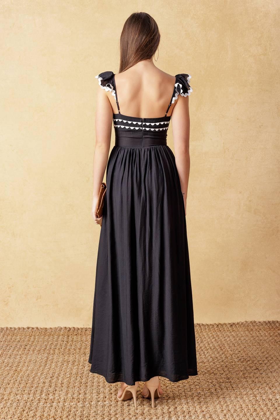 Lovely Darling Black Woven Midi Dress