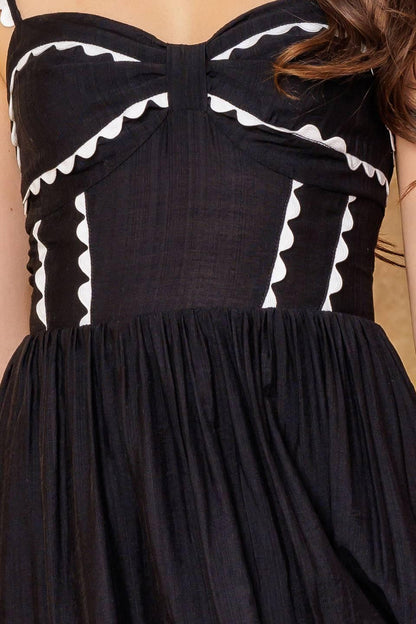Lovely Darling Black Woven Midi Dress