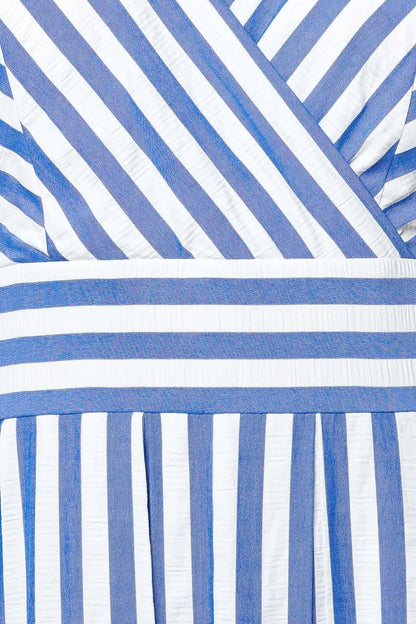 Sunset Steps Blue Woven Midi Dress