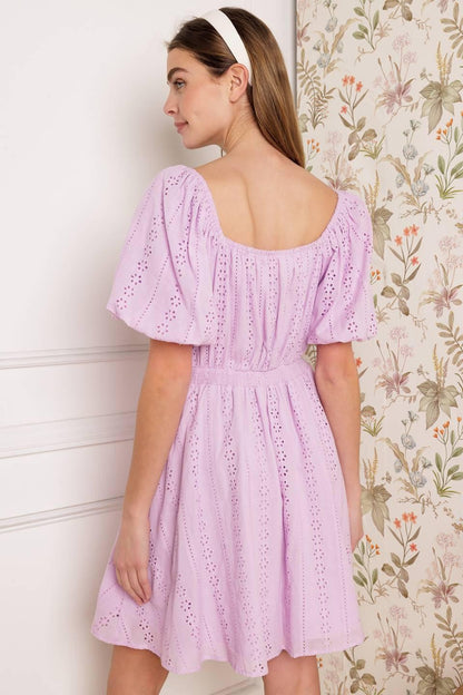Midnight Mirage Gown Woven Eyelet Mini Dress