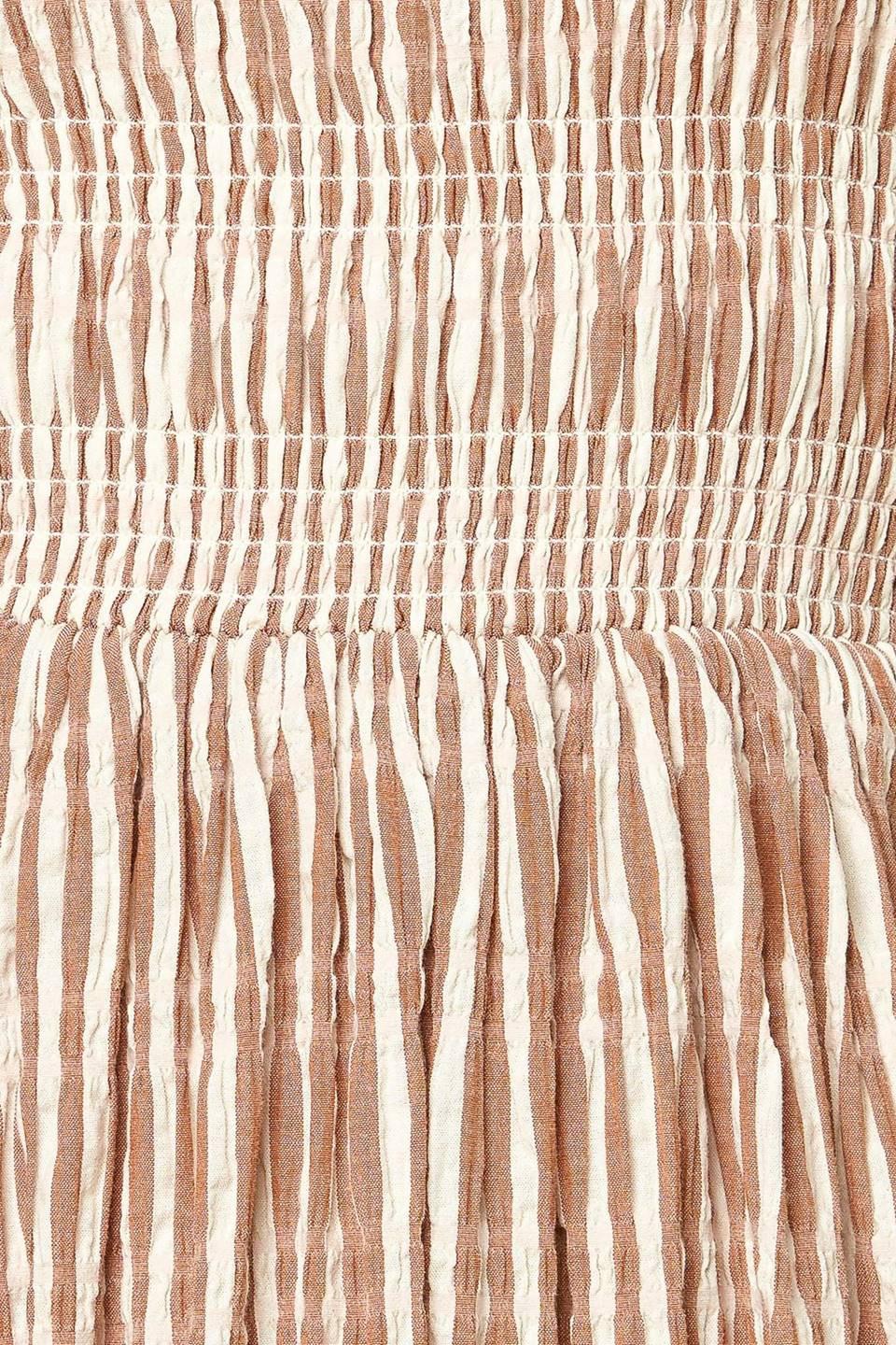 Valhalla Brown Striped Woven Midi Dress