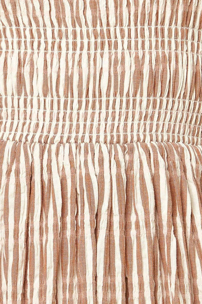 Valhalla Brown Striped Woven Midi Dress