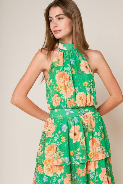 Porcelain Bloom Woven Maxi Dress