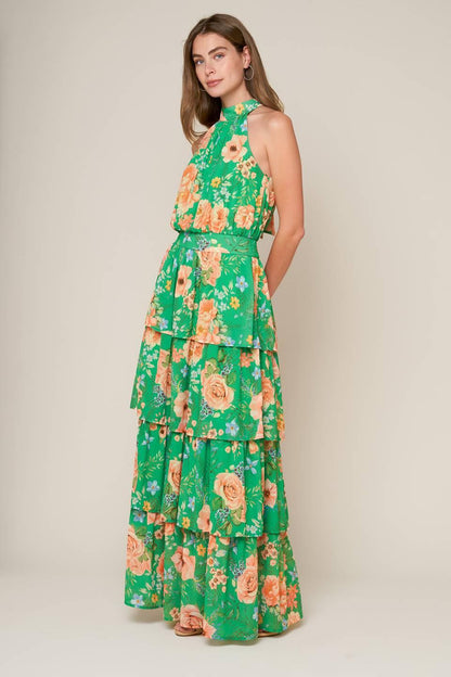 Porcelain Bloom Woven Maxi Dress