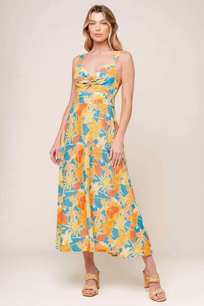 Twirl Me Blue Woven Midi Dress