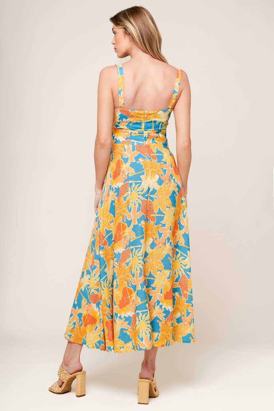 Twirl Me Blue Woven Midi Dress