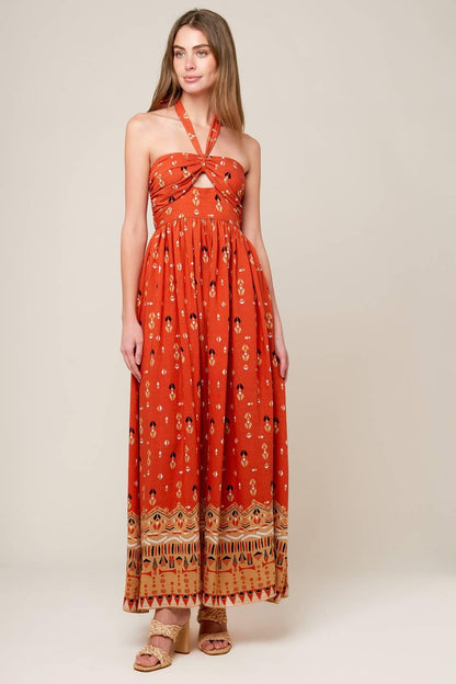 Sidewalk Café Terracotta Woven Maxi Dress
