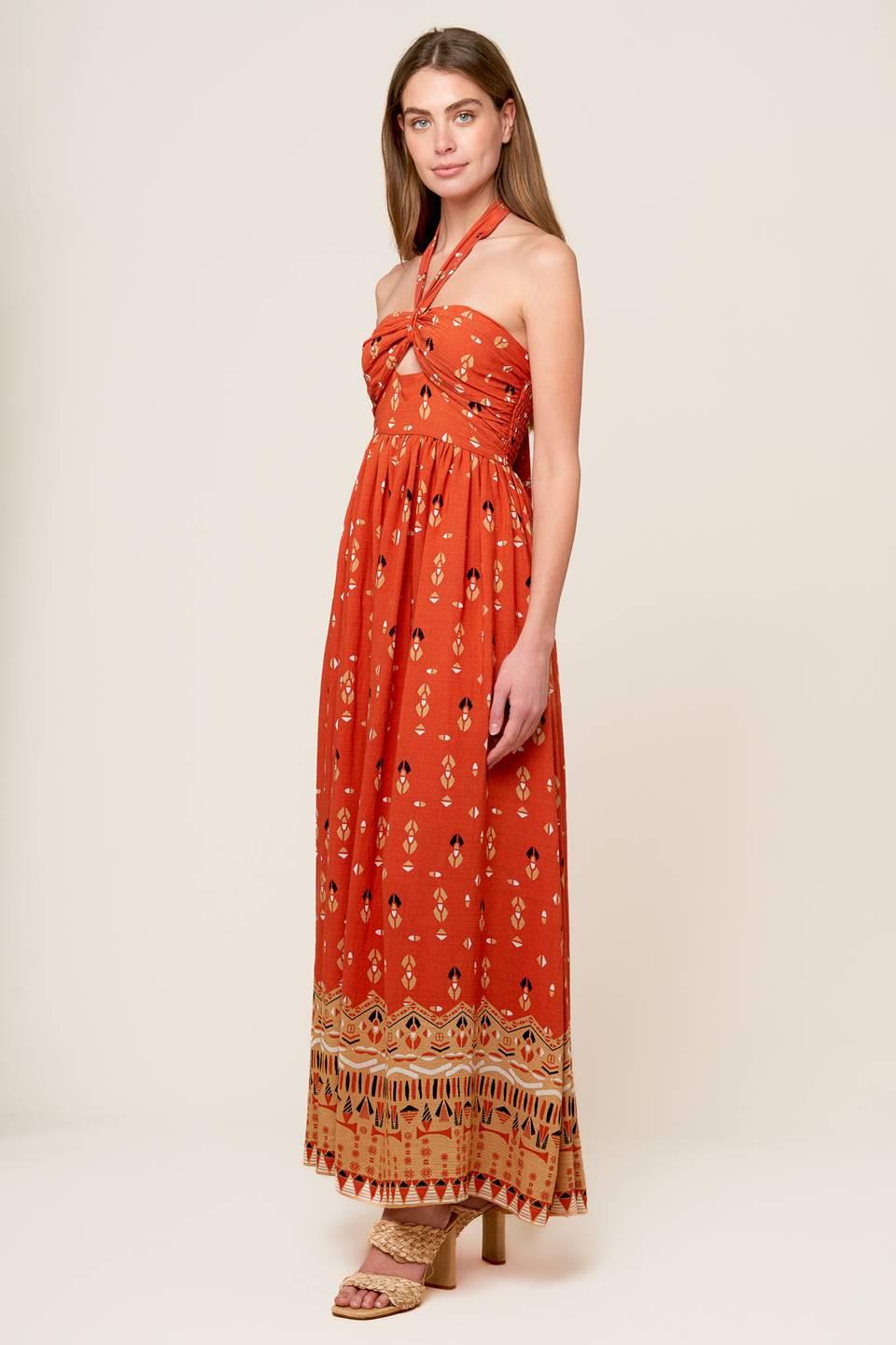 Sidewalk Café Terracotta Woven Maxi Dress
