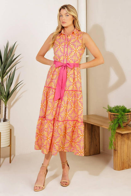 Rainforest Radiance Woven Midi Dress