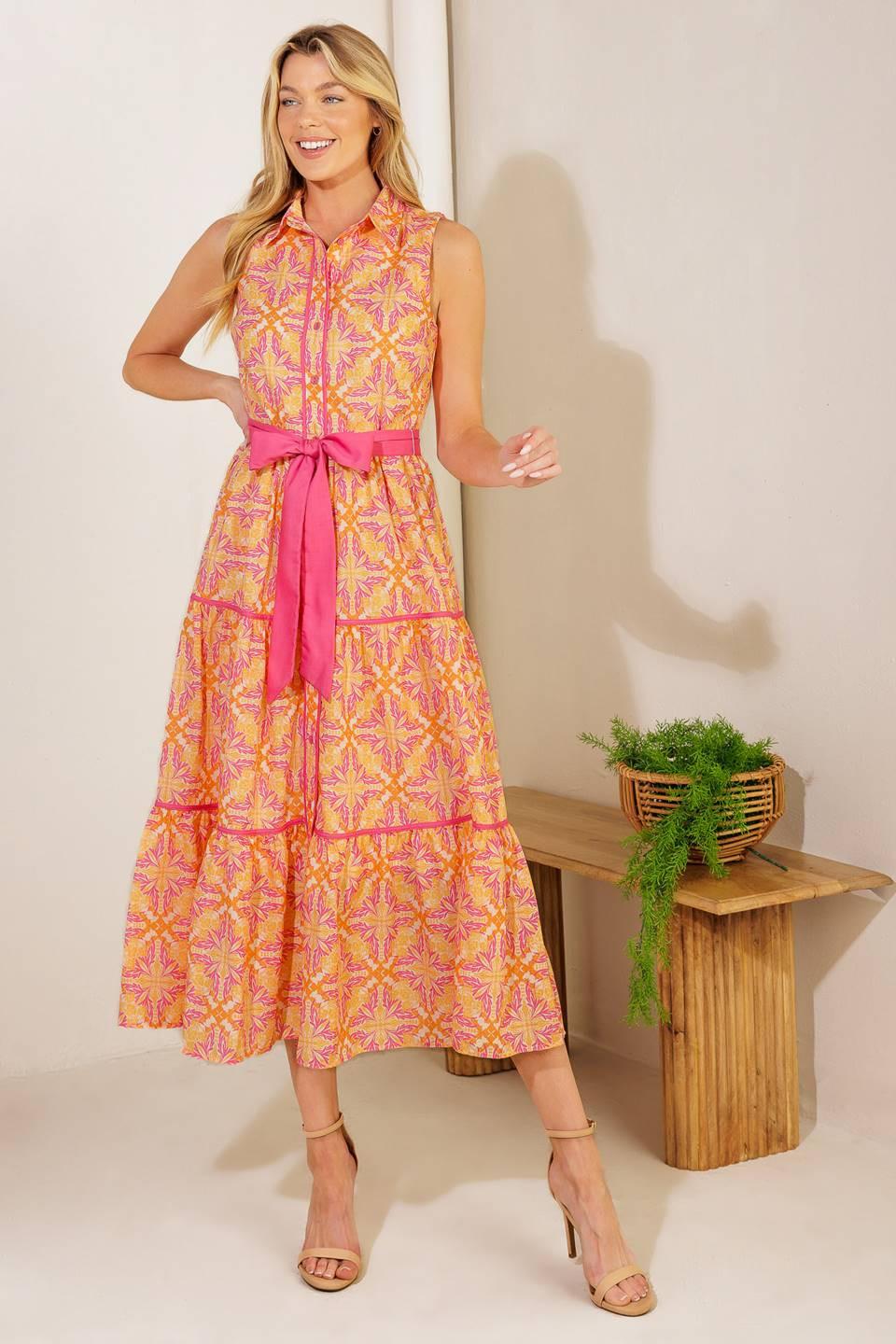 Rainforest Radiance Woven Midi Dress