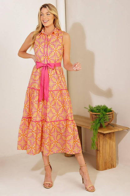 Rainforest Radiance Woven Midi Dress