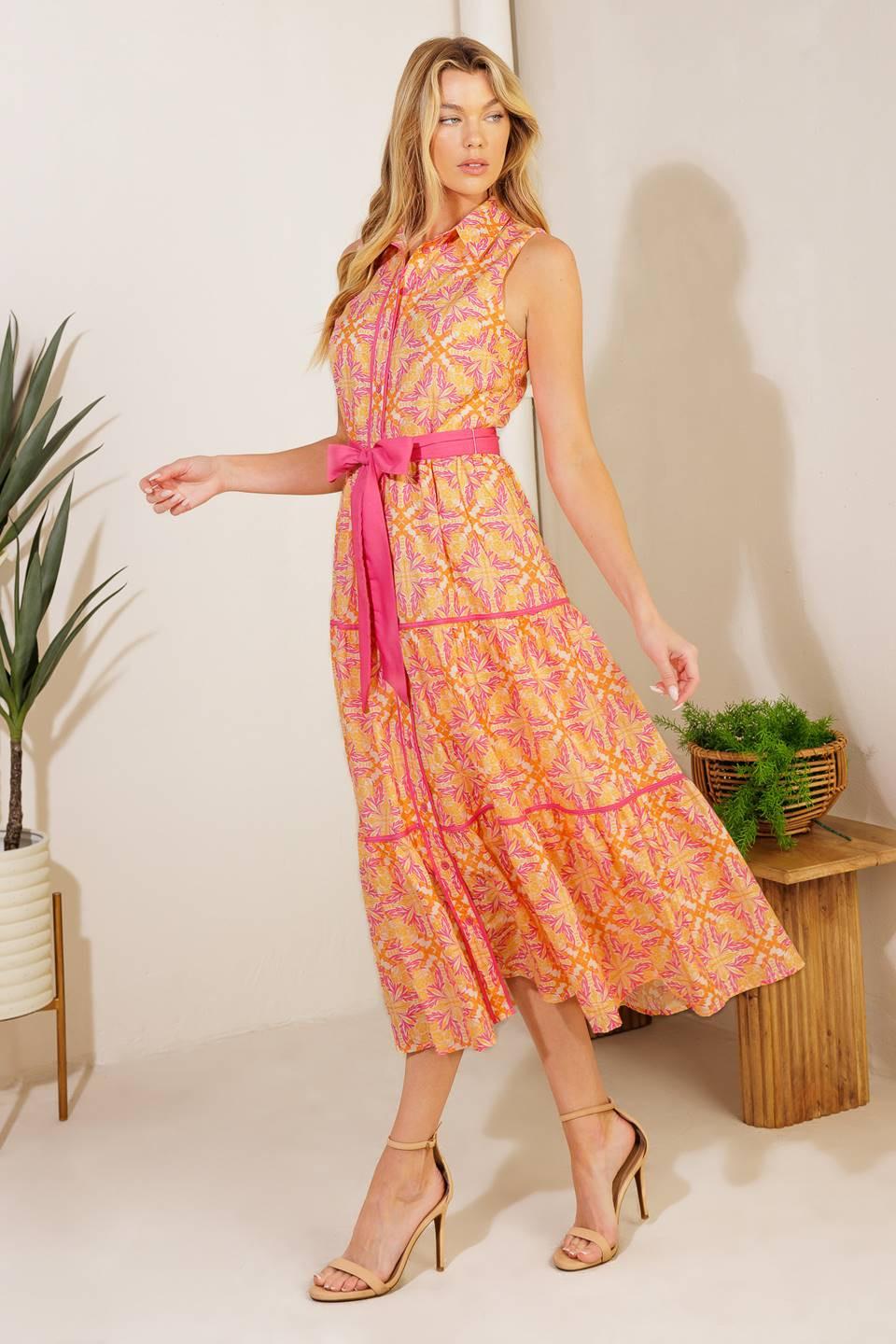 Rainforest Radiance Woven Midi Dress