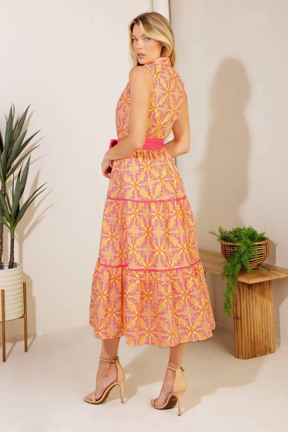 Rainforest Radiance Woven Midi Dress