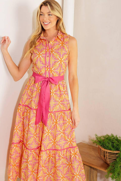 Rainforest Radiance Woven Midi Dress