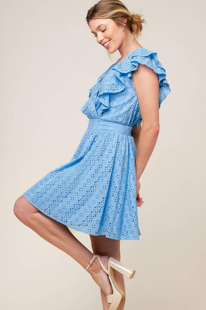 Keep Me Close Powder Blue Woven Mini Dress