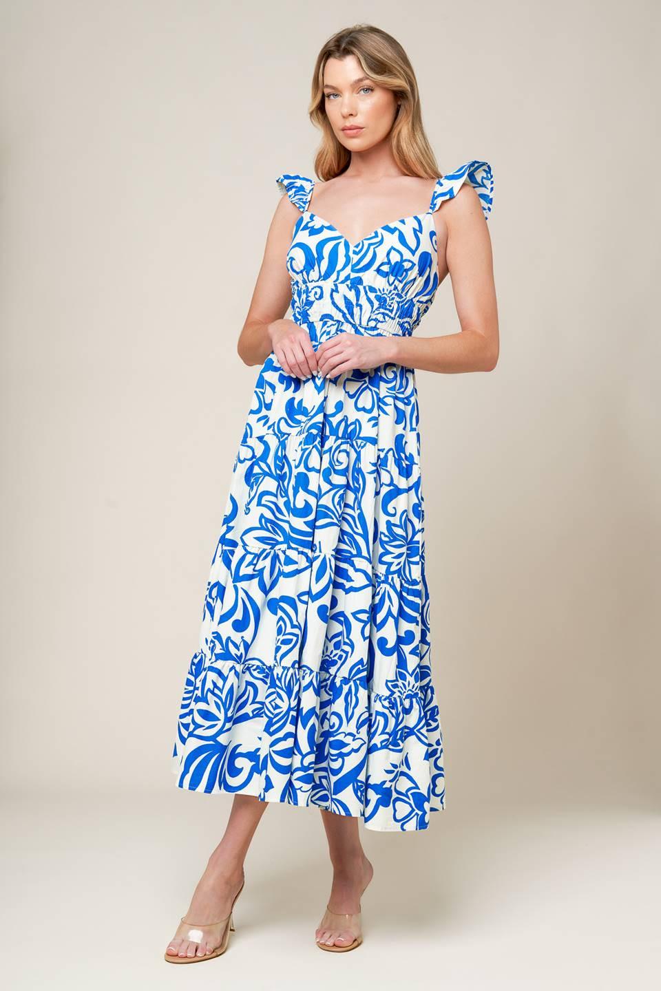 Memorable Entrance Blue Woven Mdi Dress