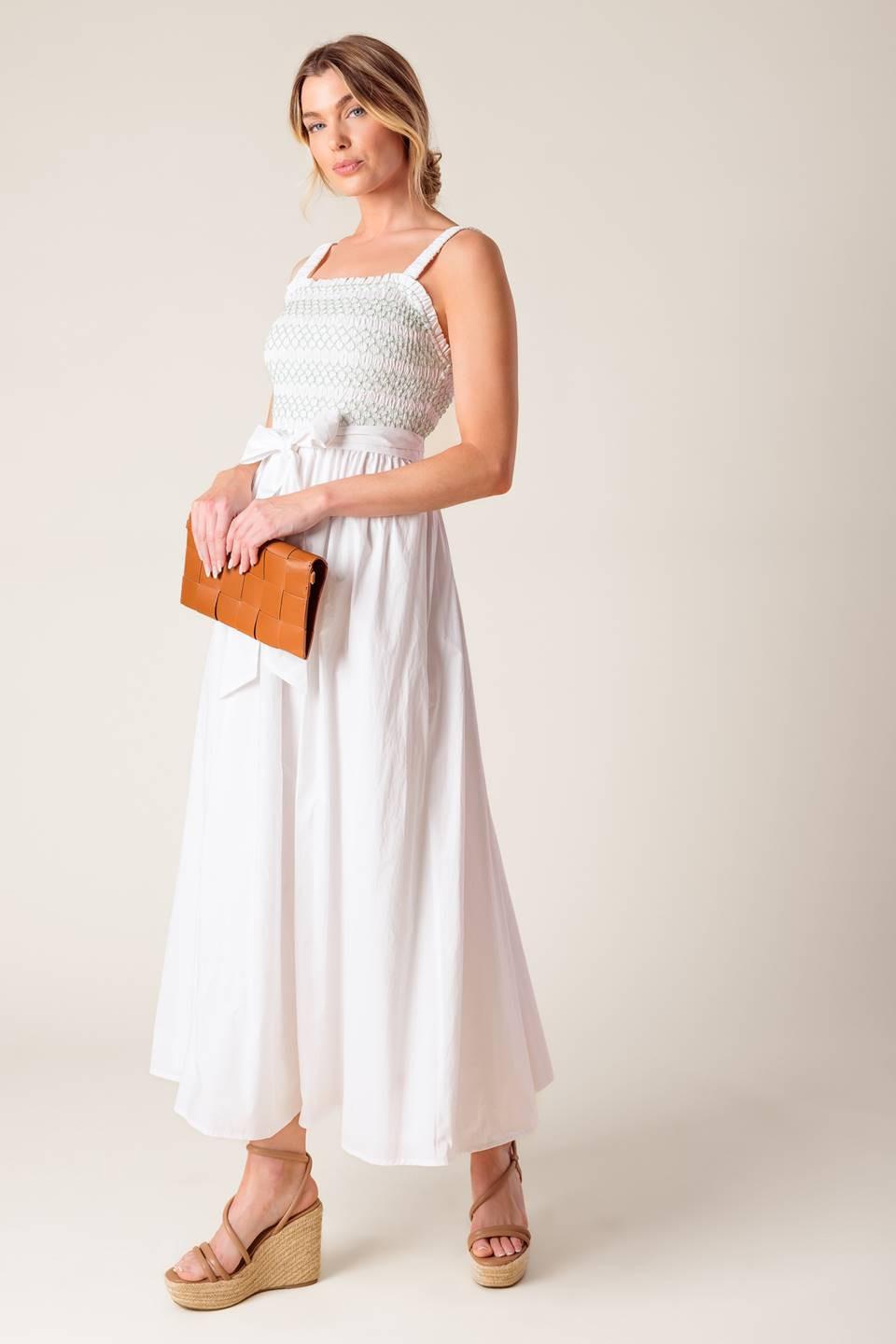 Romina Broderie Woven Midi Dress