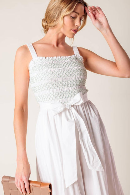 Romina Broderie Woven Midi Dress