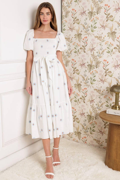 Luxe Lagoon Embroidered Midi Dress