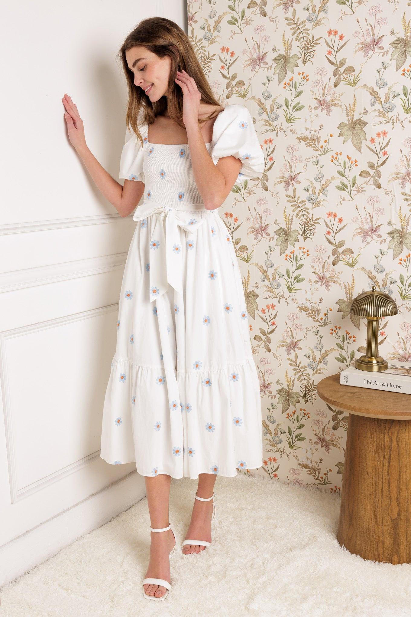 Luxe Lagoon Embroidered Midi Dress
