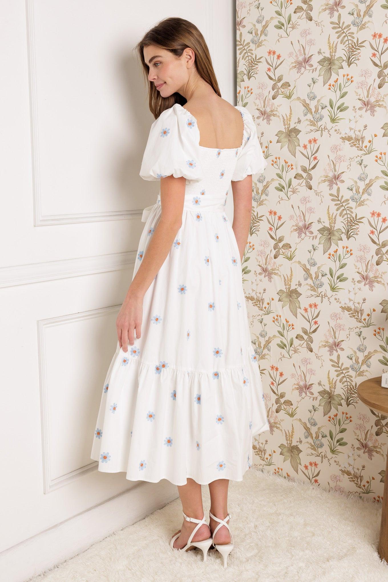 Luxe Lagoon Embroidered Midi Dress