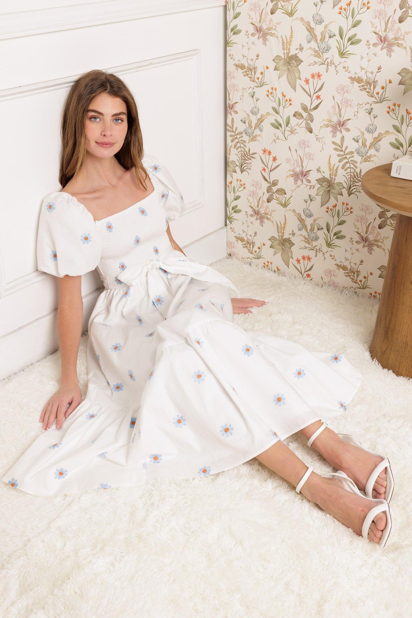 Luxe Lagoon Embroidered Midi Dress
