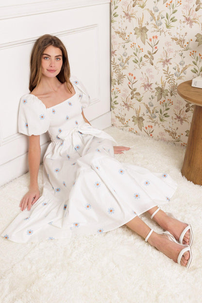 Luxe Lagoon Embroidered Midi Dress