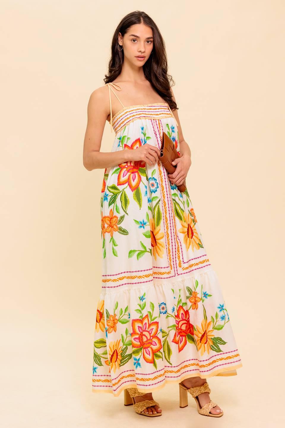 Said and Done Ivory Woven Maxi Dress