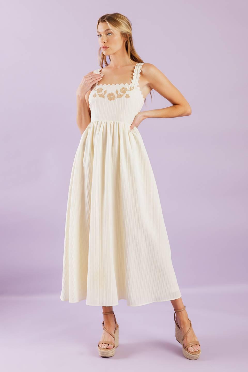 Total Crush Cream Woven Midi Dress
