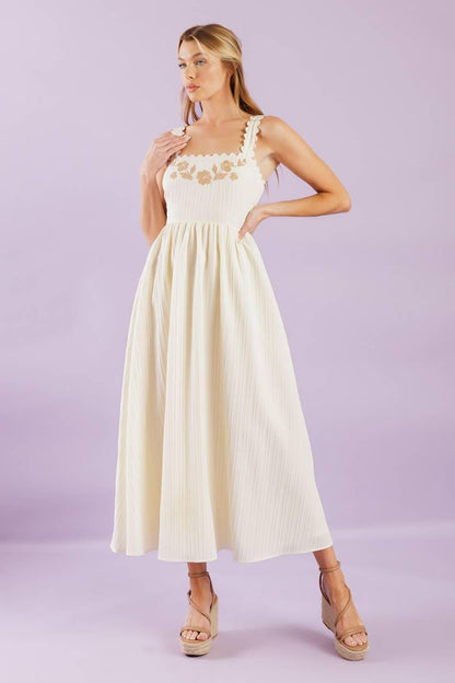 Total Crush Cream Woven Midi Dress