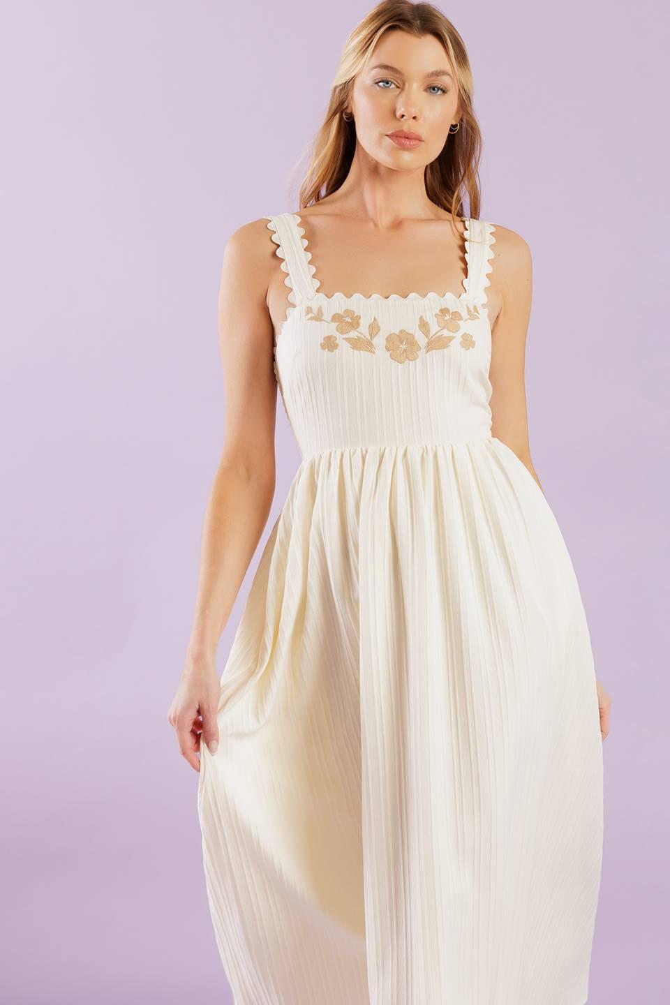 Total Crush Cream Woven Midi Dress