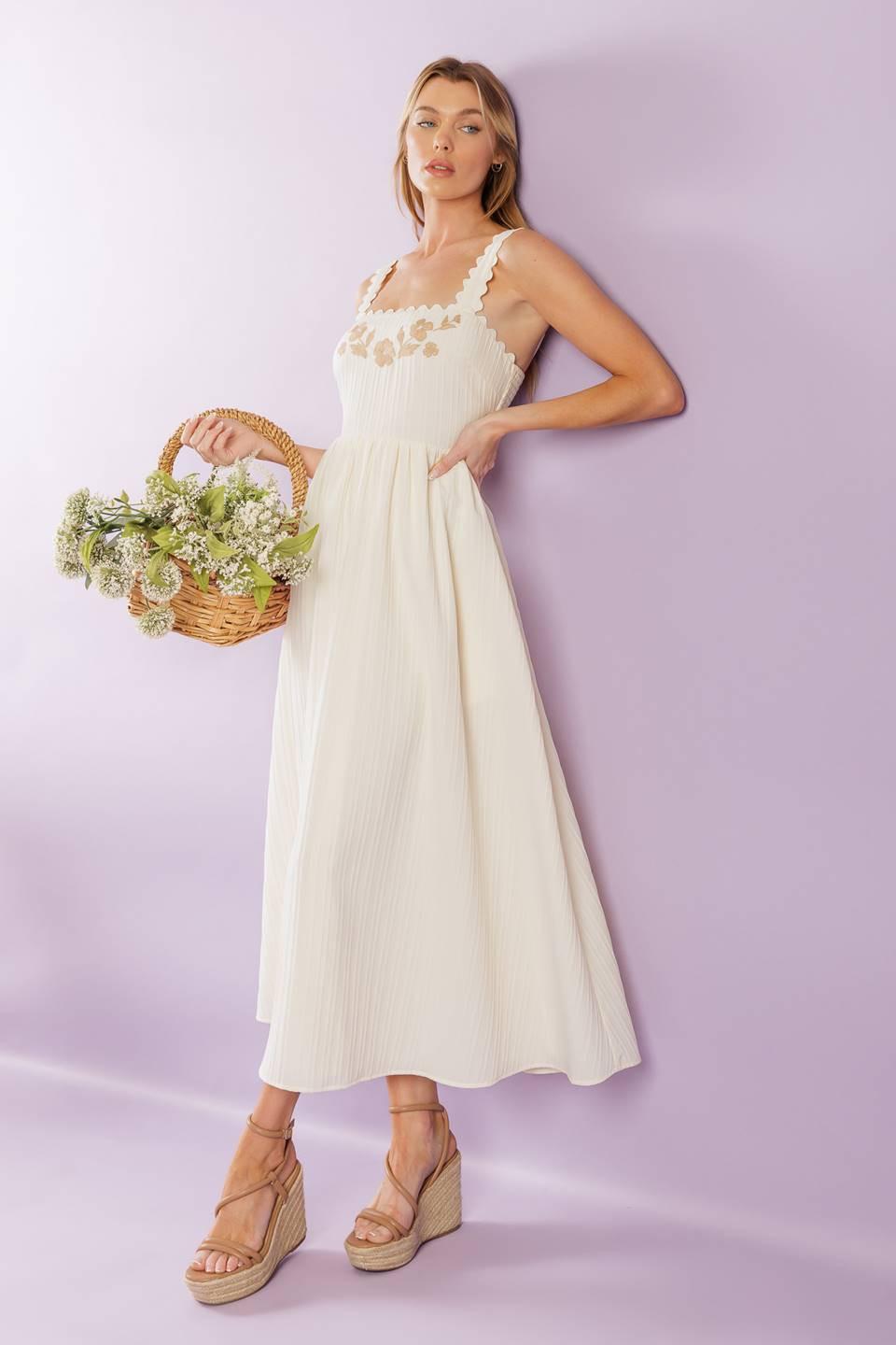 Total Crush Cream Woven Midi Dress