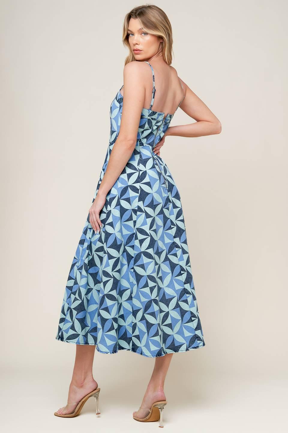 Gwenny Blue Denim Midi Dress
