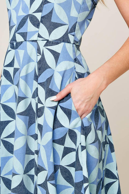 Gwenny Blue Denim Midi Dress